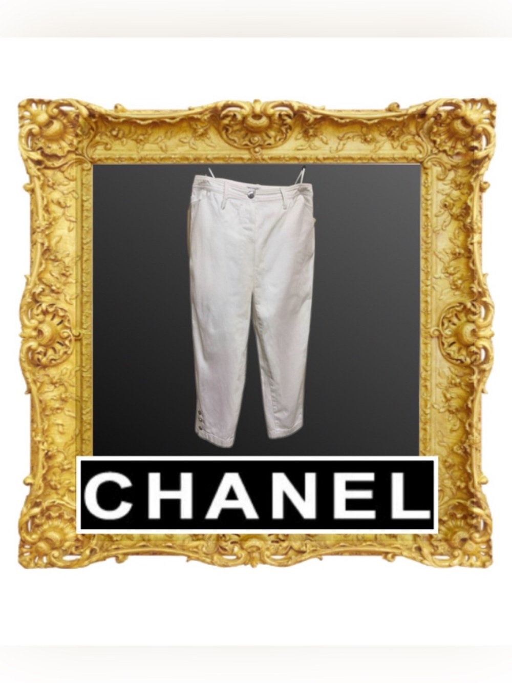 Chanel 1997 White Cropped Capri Cotton Jeans